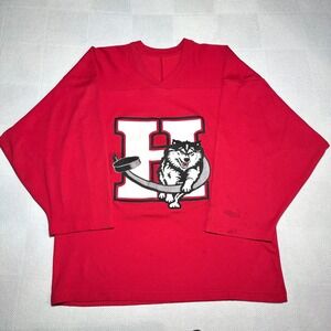 Vintage CCM Hockey Jersey Mens Medium Husky Mascot Number #27 Red Air-Knit